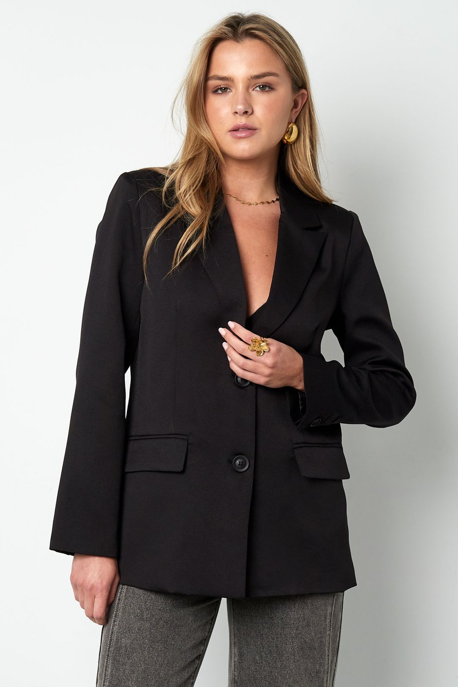 Blazer mit Schleife - Schwarz Bild4